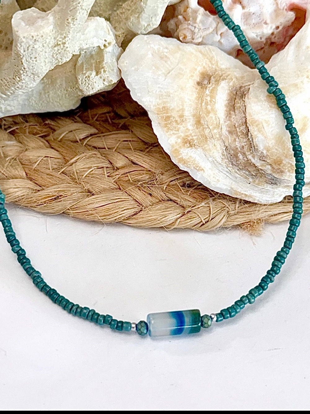 Ombré Coastal Handblown Glass Beaded Necklace